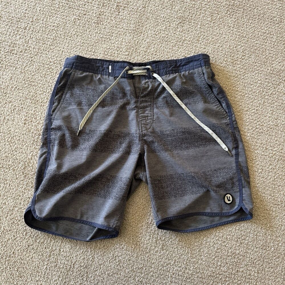 Vuori Men's Gray Polka Dot Board Shorts Size 32 Drawstring Waist Swim